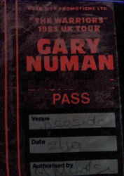 Gary Numan Deesside Back Stage Pass 1983